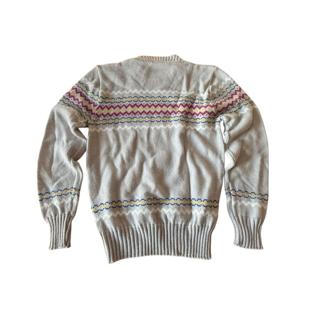 Vintage Fair Isle Pullover Grey Acrylic Knit Sweater Size XS - Picture 2 of 6